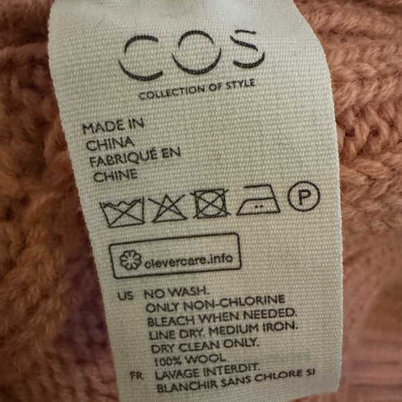 COS Peachy Pink Cable Knit Wool Sweater NWT XS -S π π§Ά - Picture 7 of 8